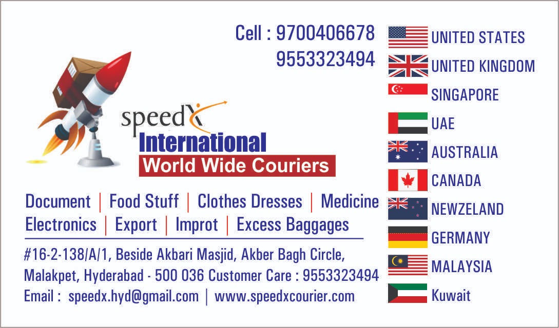  international courier rates from Hyderabad